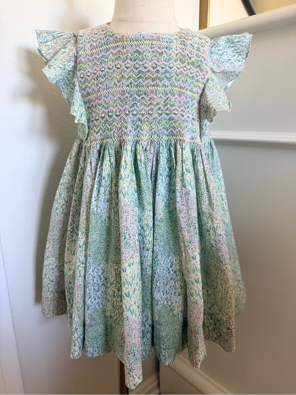 Kidiwi France Smocked Floral Flutter Sleeve Dress 3A